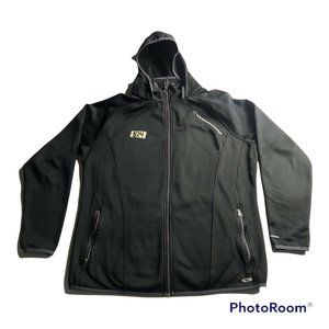 Womens Champion Black Sz XL Long Sleeve Full Zip Reflective Trim Hoodie Sweater